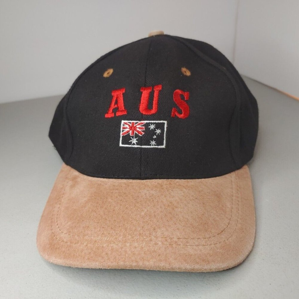 Vintage Australia Suede Brim Hat Embroidered Cap VTG Strapback AUS Flag